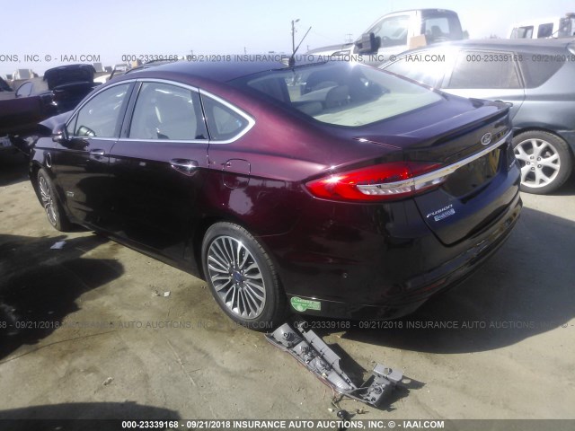 3FA6P0SU8HR329309 - 2017 FORD FUSION TITANIUM PHEV BURGUNDY photo 3