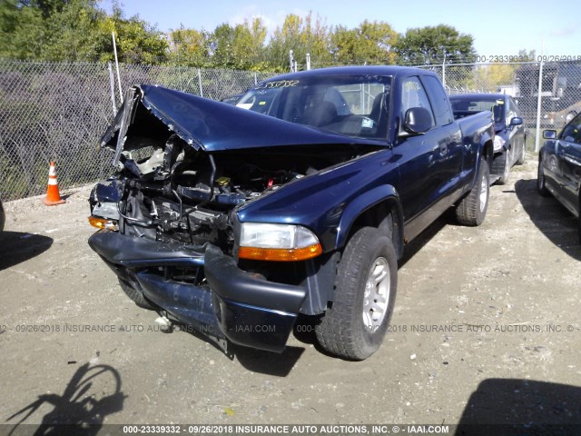 1D7HG32NX4S747534 - 2004 DODGE DAKOTA SPORT BLUE photo 2