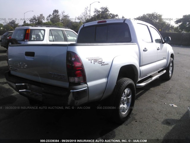 5TEJU62N87Z431894 - 2007 TOYOTA TACOMA DOUBLE CAB PRERUNNER SILVER photo 4
