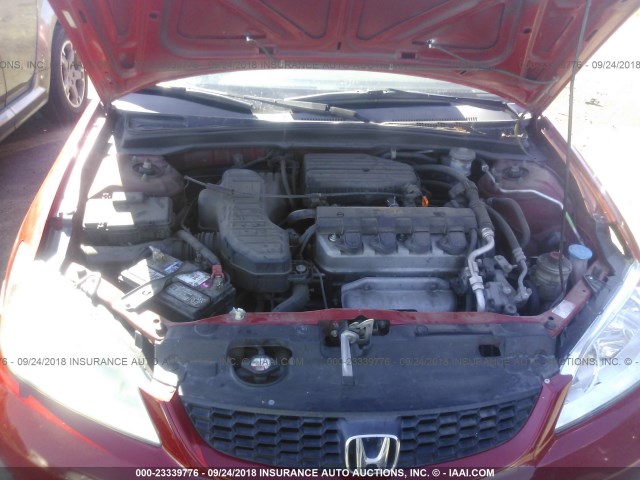 1HGEM22135L029799 - 2005 HONDA CIVIC DX VP RED photo 10