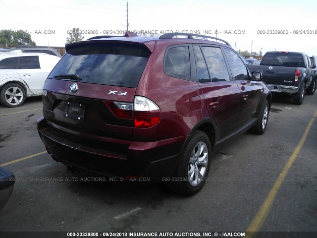 WBXPC93489WJ26015 - 2009 BMW X3 XDRIVE30I RED photo 4