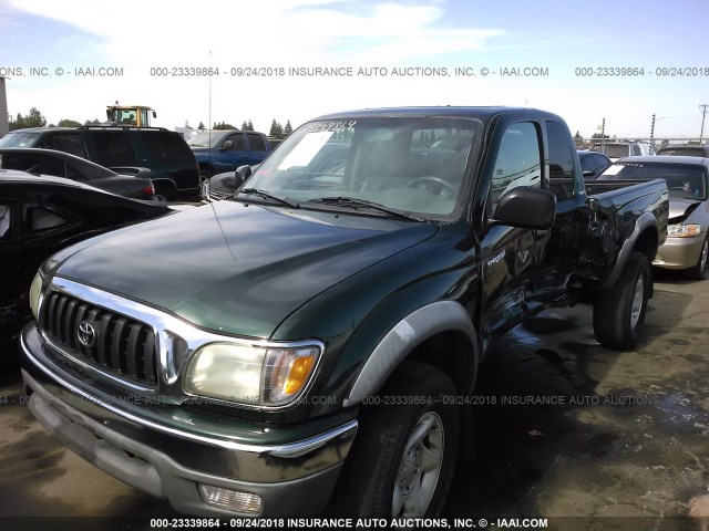 5TESN92N01Z845052 - 2001 TOYOTA TACOMA XTRACAB PRERUNNER GREEN photo 2