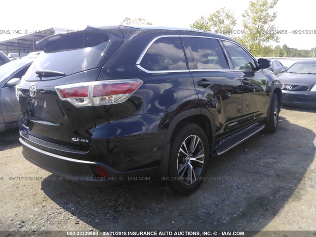 5TDJKRFH6GS285276 - 2016 TOYOTA HIGHLANDER XLE შავი ფოტო 4