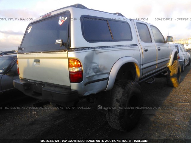 5TEHN72N42Z131814 - 2002 TOYOTA TACOMA DOUBLE CAB SILVER photo 4