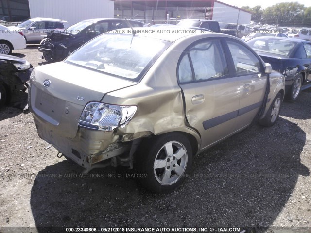 KNADE123676290331 - 2007 KIA RIO LX/SX GOLD photo 4