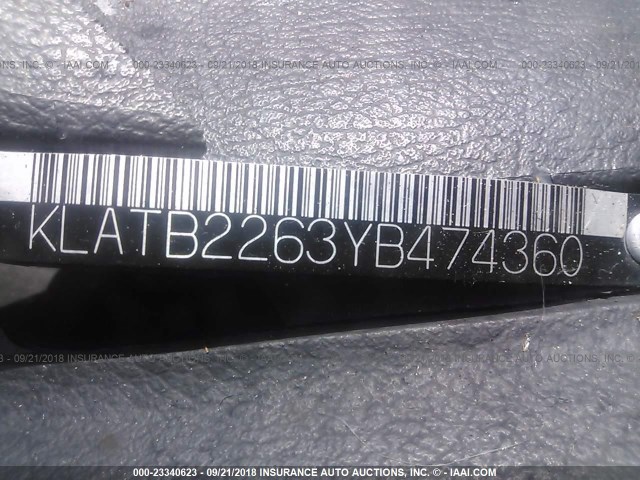 KLATB2263YB474360 - 2000 DAEWOO LANOS SE BURGUNDY photo 9