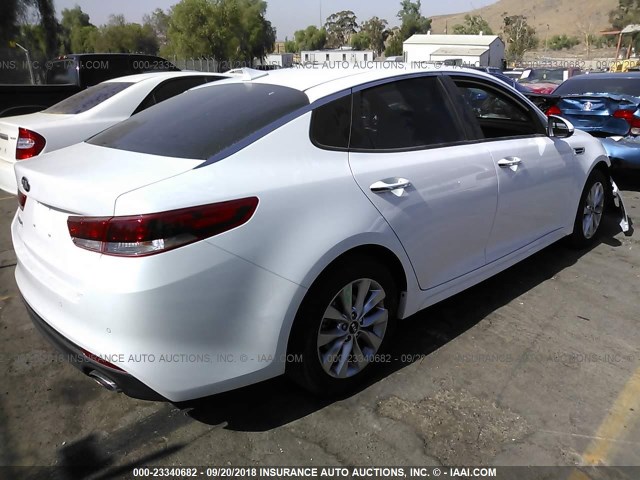 5XXGT4L39JG262666 - 2018 KIA OPTIMA LX/S WHITE photo 4