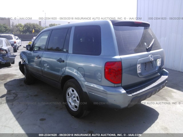 2HKYF18185H520753 - 2005 HONDA PILOT LX BLUE photo 3