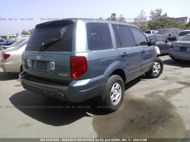 2HKYF18185H520753 - 2005 HONDA PILOT LX BLUE photo 4