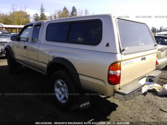 5TEWM72N22Z140893 - 2002 TOYOTA TACOMA XTRACAB GOLD photo 3