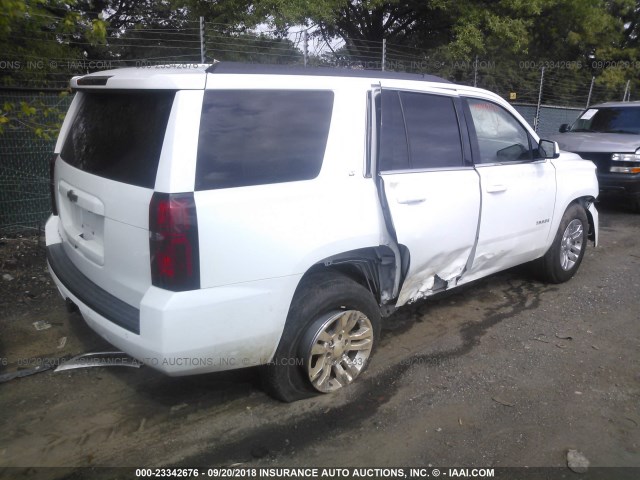 1GNSKBKC3GR304104 - 2016 CHEVROLET TAHOE K1500 LT WHITE photo 4