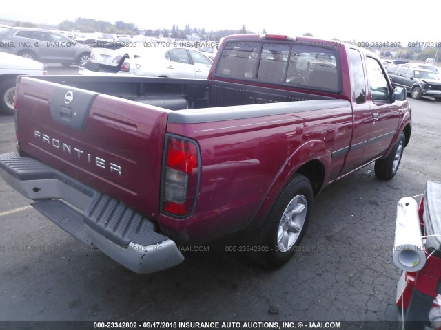 1N6DD26S42C354533 - 2002 NISSAN FRONTIER KING CAB XE RED photo 4