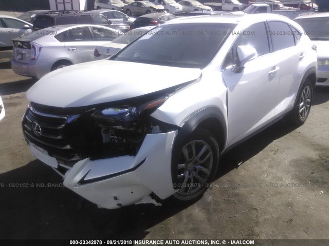 JTJBJRBZ8G2041428 - 2016 LEXUS NX 300H WHITE photo 2