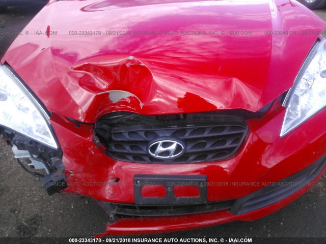 KMHHT6KDXCU078629 - 2012 HYUNDAI GENESIS COUPE  RED photo 6