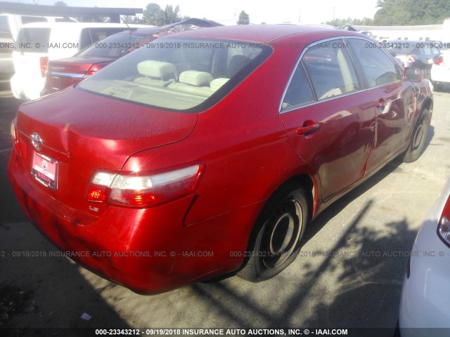 4T1BE46K57U108235 - 2007 TOYOTA CAMRY NEW GENERAT CE/LE/XLE/SE RED photo 4
