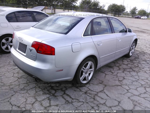 WAUDF78EX7A099078 - 2007 AUDI A4 2.0T QUATTRO SILVER photo 4