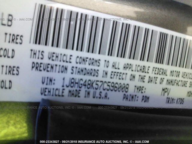 1J8HG48K57C596008 - 2007 JEEP COMMANDER Boz foto 9