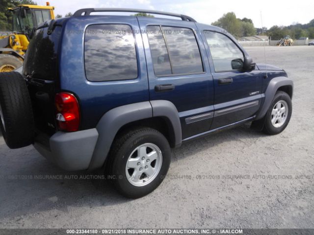 1J4GL48K44W294454 - 2004 JEEP LIBERTY SPORT BLUE photo 4