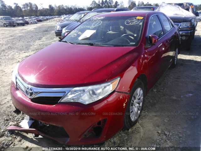 4T1BF1FK2EU832358 - 2014 TOYOTA CAMRY L/SE/LE/XLE RED photo 2