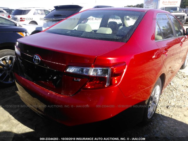 4T1BF1FK2EU832358 - 2014 TOYOTA CAMRY L/SE/LE/XLE RED photo 4