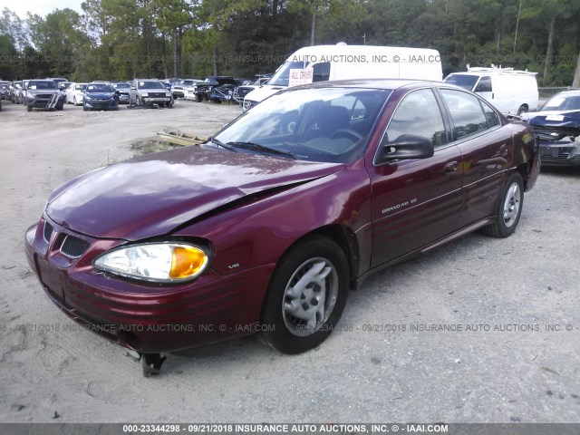 1G2NF52E41M531890 - 2001 PONTIAC GRAND AM SE1 BURGUNDY photo 2