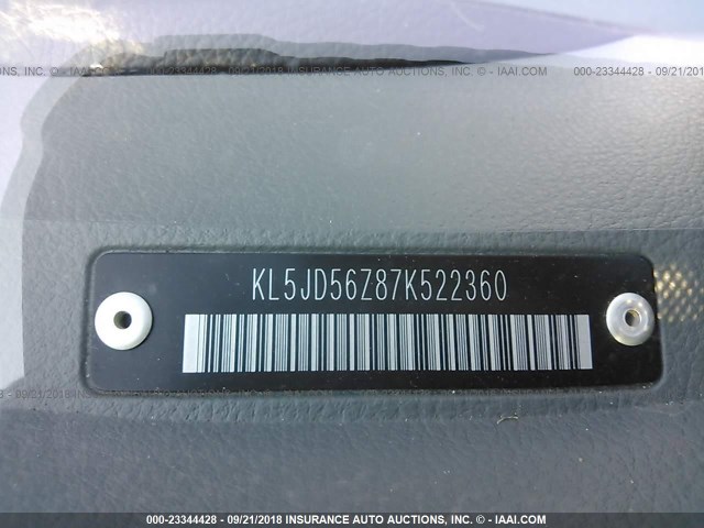 KL5JD56Z87K522360 - 2007 SUZUKI FORENZA CONVENIENCE/POPULAR WHITE photo 9