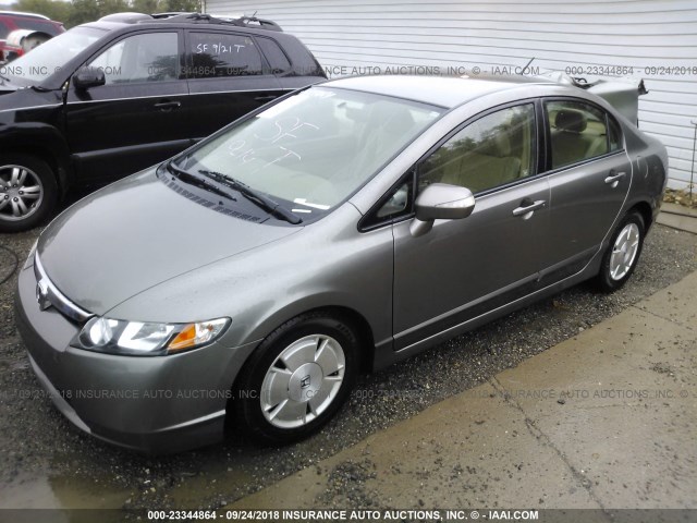 JHMFA36228S031122 - 2008 HONDA CIVIC HYBRID GRAY photo 2