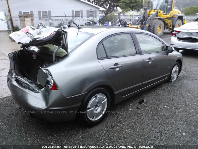 JHMFA36228S031122 - 2008 HONDA CIVIC HYBRID GRAY photo 4