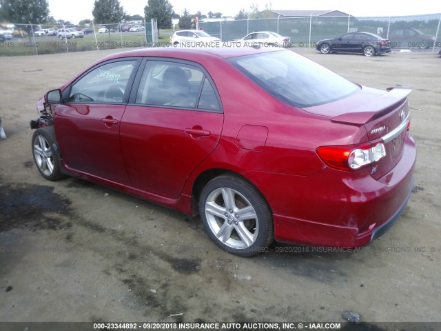 2T1BU4EE3DC035071 - 2013 TOYOTA COROLLA S/LE RED photo 3