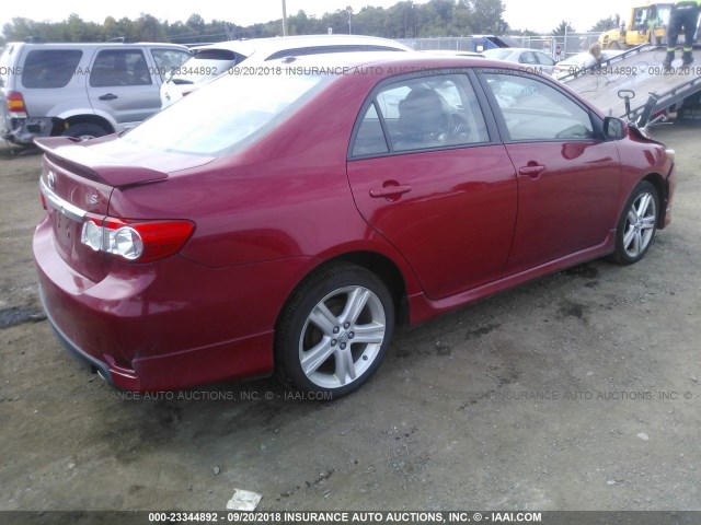 2T1BU4EE3DC035071 - 2013 TOYOTA COROLLA S/LE RED photo 4