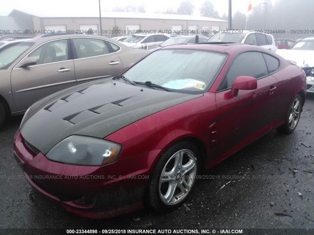 KMHHM65D26U190242 - 2006 HYUNDAI TIBURON GS RED photo 2