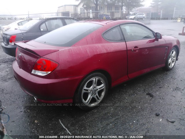 KMHHM65D26U190242 - 2006 HYUNDAI TIBURON GS RED photo 4