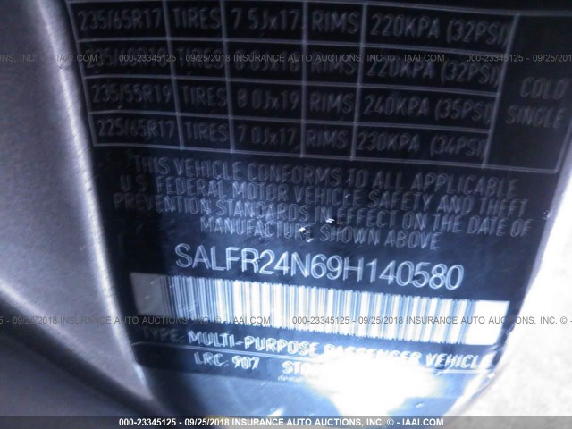 SALFR24N69H140580 - 2009 LAND ROVER LR2 HSE GRAY photo 9