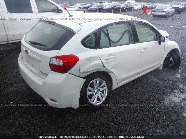 JF1GPAC60F8232680 - 2015 SUBARU IMPREZA PREMIUM WHITE photo 4