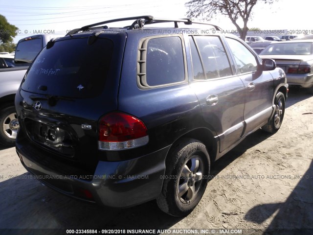 KM8SC13E45U953268 - 2005 HYUNDAI SANTA FE GLS/LX BLUE photo 4