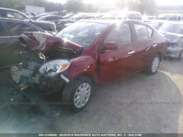 3N1CN7AP6CL861521 - 2012 NISSAN VERSA S/SV/SL RED photo 2