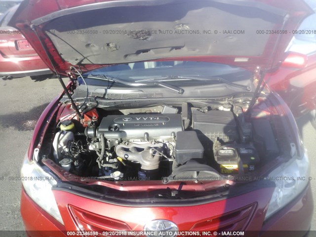 4T1BE46K58U252434 - 2008 TOYOTA CAMRY CE/LE/XLE/SE RED photo 10