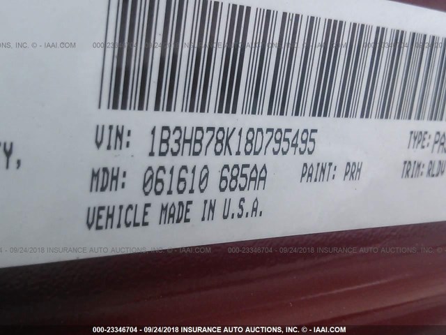 1B3HB78K18D795495 - 2008 DODGE CALIBER R/T RED photo 9