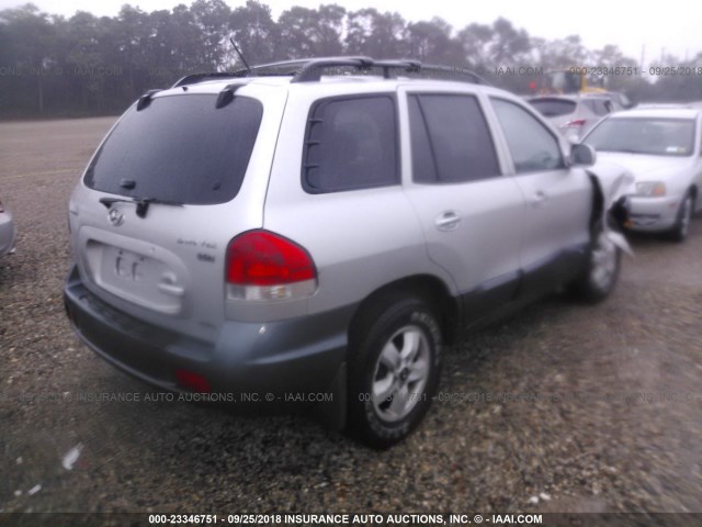 KM8SC73E65U882626 - 2005 HYUNDAI SANTA FE GLS/LX SILVER photo 4