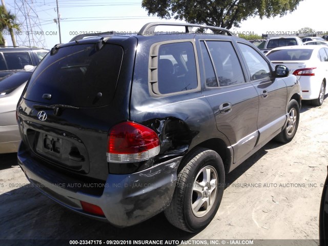 KM8SC13D65U999028 - 2005 HYUNDAI SANTA FE GLS/LX BLACK photo 4