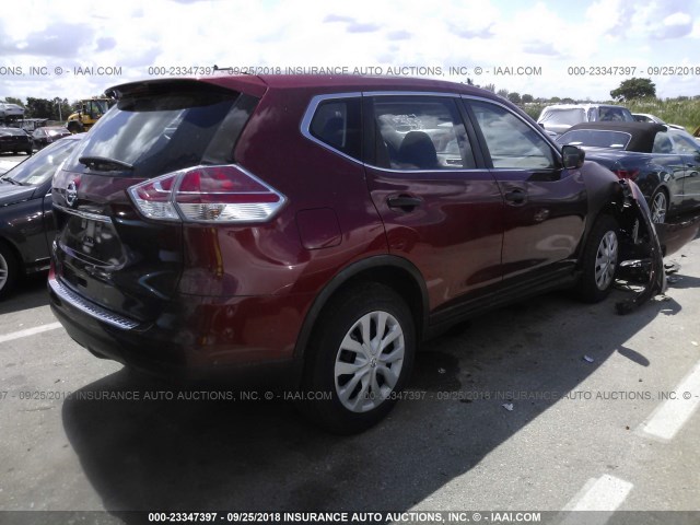 JN8AT2MT1GW026727 - 2016 NISSAN ROGUE S/SL/SV RED photo 4