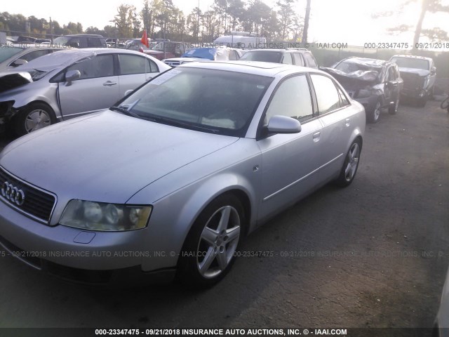 WAUJC68E73A243296 - 2003 AUDI A4 1.8T SILVER photo 2