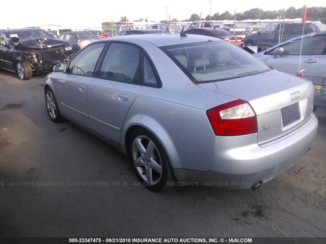 WAUJC68E73A243296 - 2003 AUDI A4 1.8T SILVER photo 3