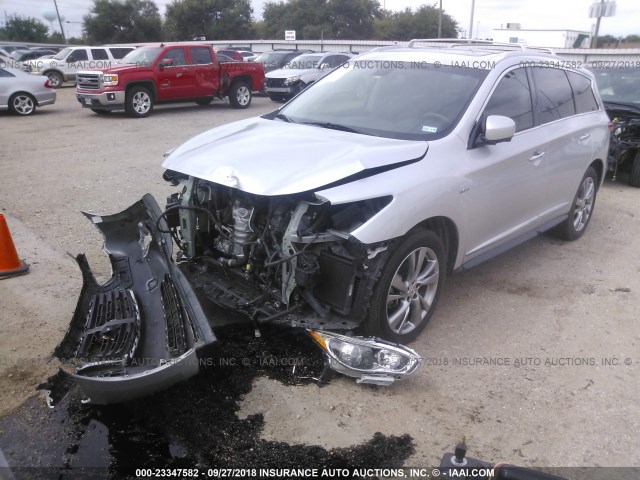 5N1CL0MN8EC520975 - 2014 INFINITI QX60 HYBRID GRAY photo 2