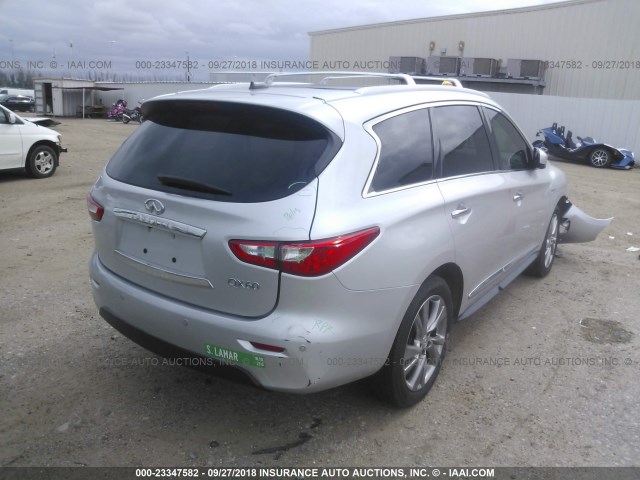 5N1CL0MN8EC520975 - 2014 INFINITI QX60 HYBRID GRAY photo 4