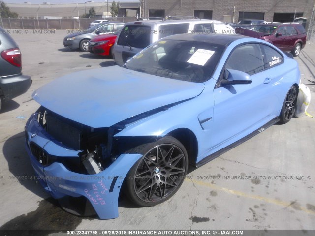 WBS4Y9C54JAC88036 - 2018 BMW M4 BLUE photo 2