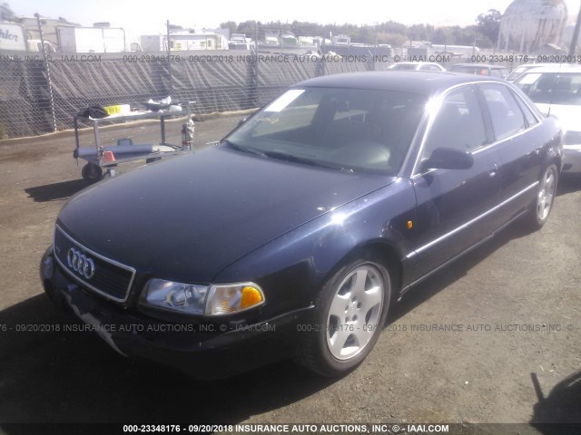 WAUBG34DXWN006951 - 1998 AUDI A8 QUATTRO BLUE photo 2