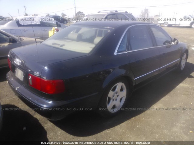 WAUBG34DXWN006951 - 1998 AUDI A8 QUATTRO BLUE photo 4