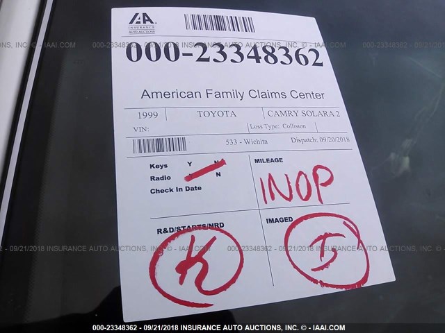 2T1CF22PXXC145760 - 1999 TOYOTA CAMRY SOLARA SE/SLE თეთრი ფოტო 7