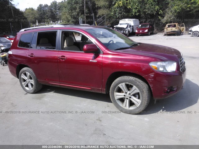 JTEES43A082043258 - 2008 TOYOTA HIGHLANDER SPORT MAROON photo 1